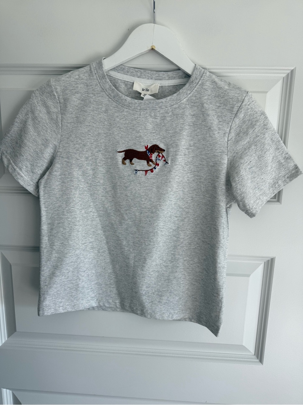 Le Lis USA Weenie Dog Embroidered Tee